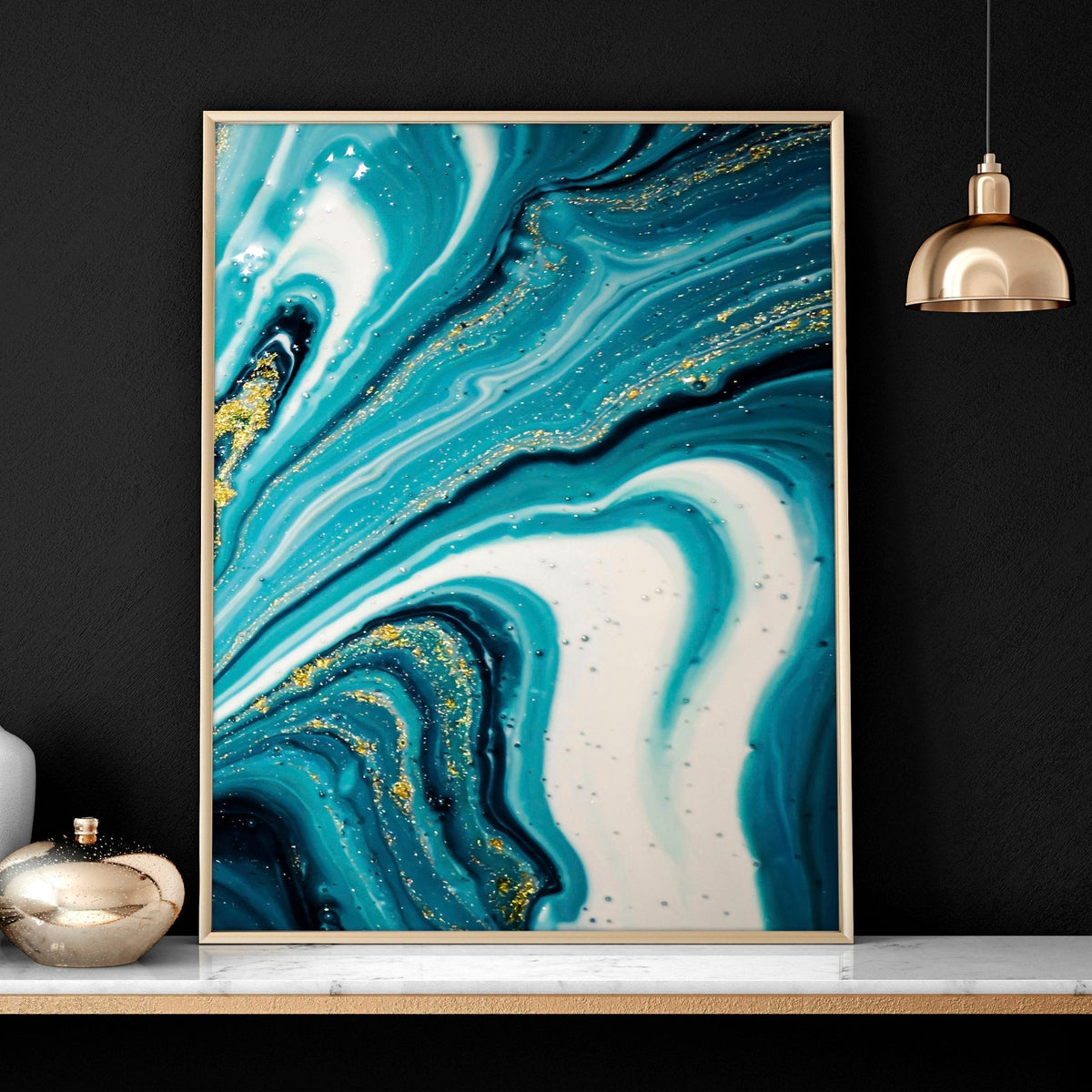 3 Picture Wall Art – Teal Japanese Landscape Set
