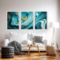 3 Picture Wall Art – Teal Japanese Landscape Set
