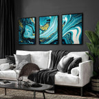3 Picture Wall Art – Teal Japanese Landscape Set