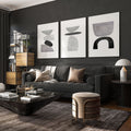 Abstract Painting Black And White | Set of 3 wall art prints