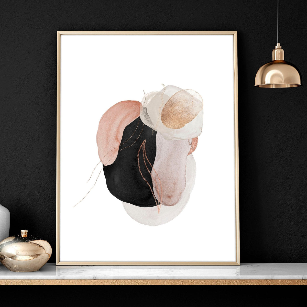 3 Set Wall Art – Abstract Blue Pink & Gold Prints