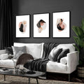 3 Set Wall Art – Abstract Blue Pink & Gold Prints