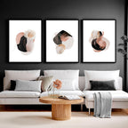 3 Set Wall Art – Abstract Blue Pink & Gold Prints