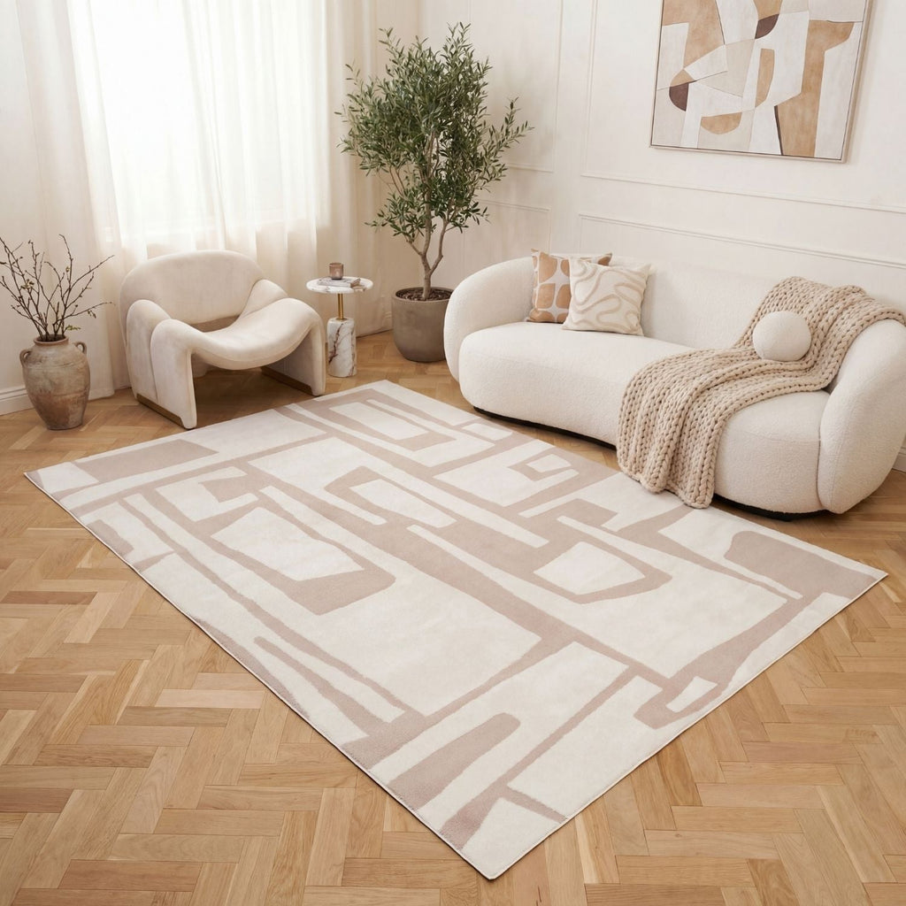 Loft Abstract Beige Rug – MOOAZAA