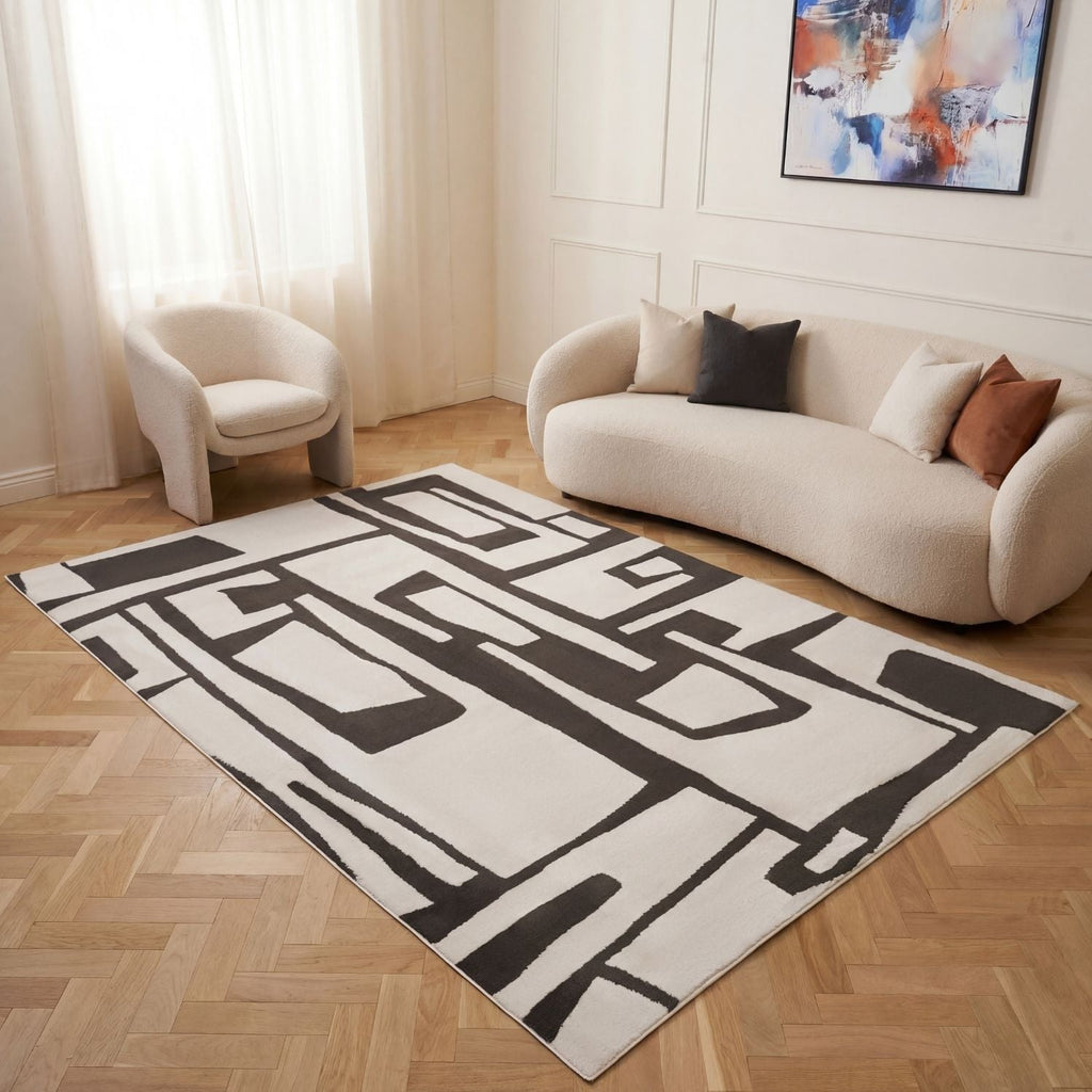 Loft Abstract Dark Grey Rug
