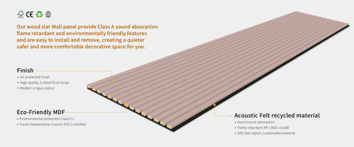 Acoustic Wall Panels in Dusky Pink with Black Backing