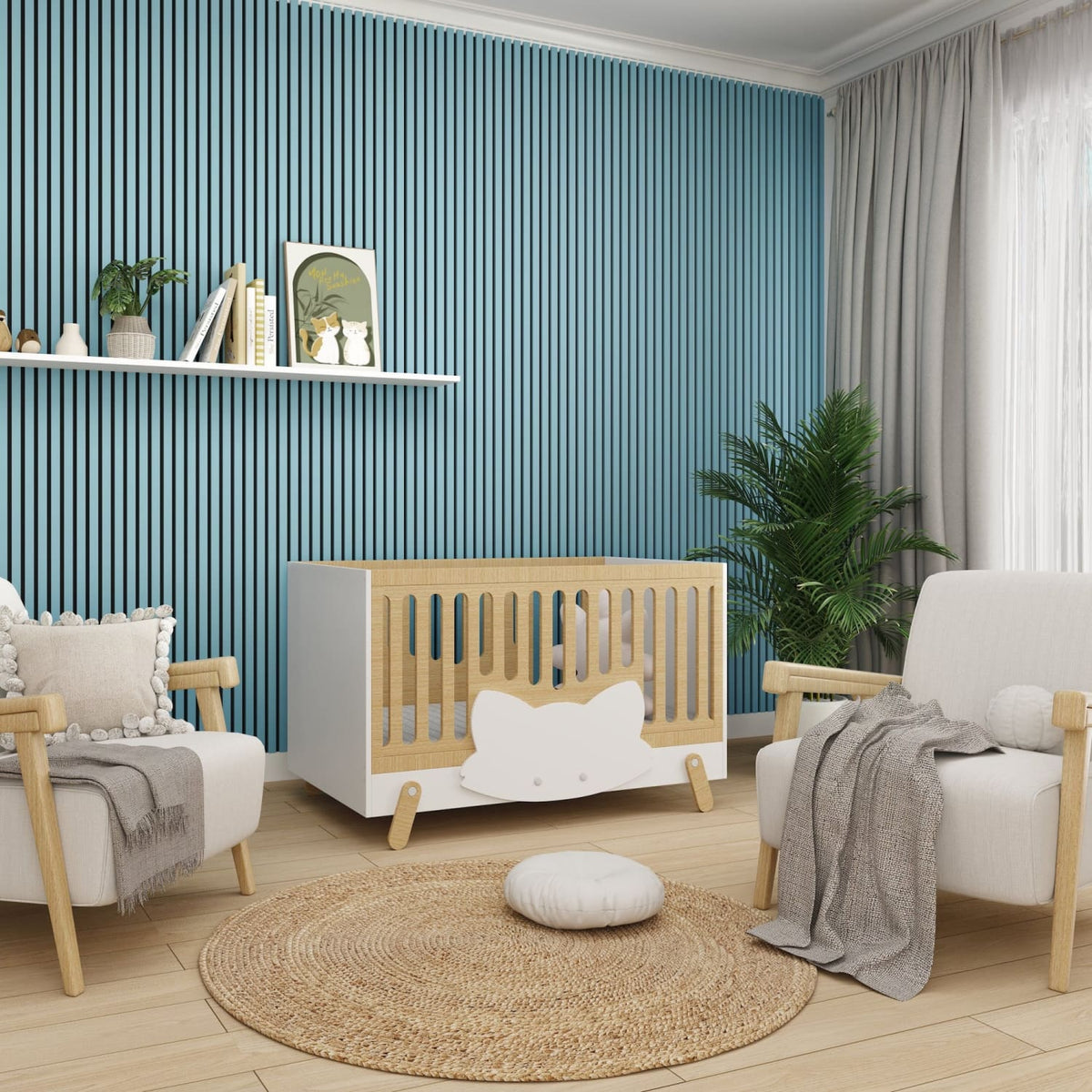 Acoustic Wall Panels in Baby Blue with Black Backing