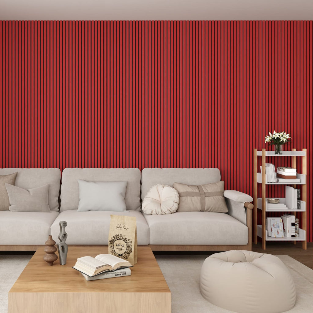 Acoustic Wall Panels in Red Wonder with Black Backing