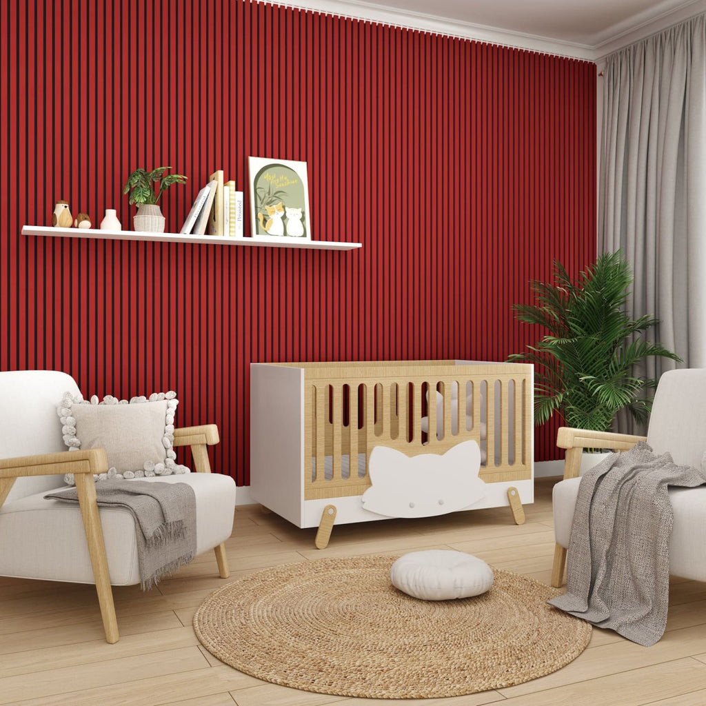 Acoustic Wall Panels in Red Wonder with Black Backing