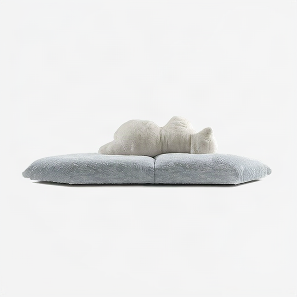 Gray sofa with a textured surface on a white background