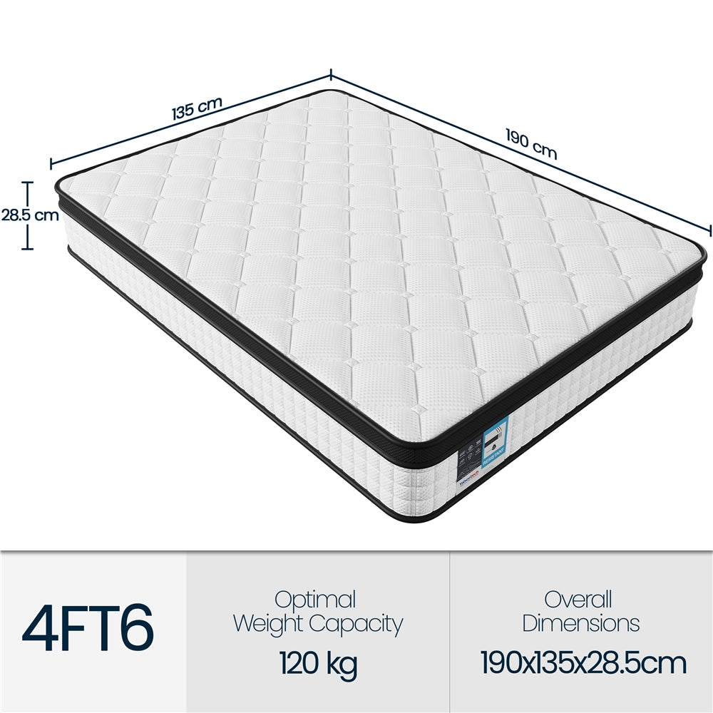Mattress with dimensions and specifications on a white background