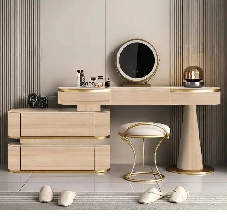 Aesthetic Storage Dresser Luxury Design Led Light Mirror - MOOAZAA