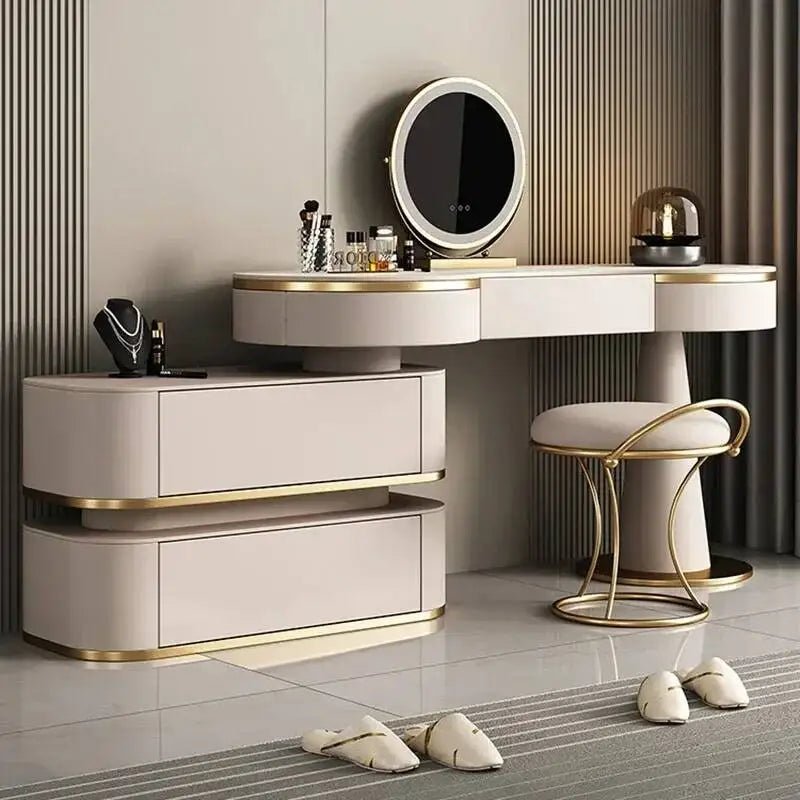 Aesthetic Storage Dresser Luxury Design Led Light Mirror - MOOAZAA