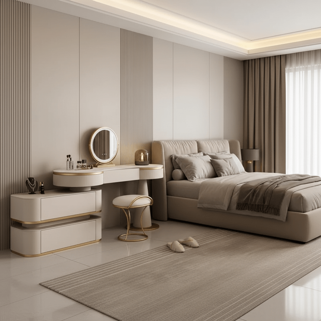 Aesthetic Storage Dresser Luxury Design Led Light Mirror - MOOAZAA