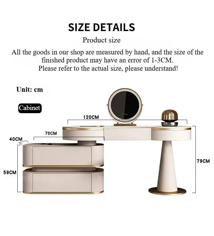 Aesthetic Storage Dresser Luxury Design Led Light Mirror - MOOAZAA