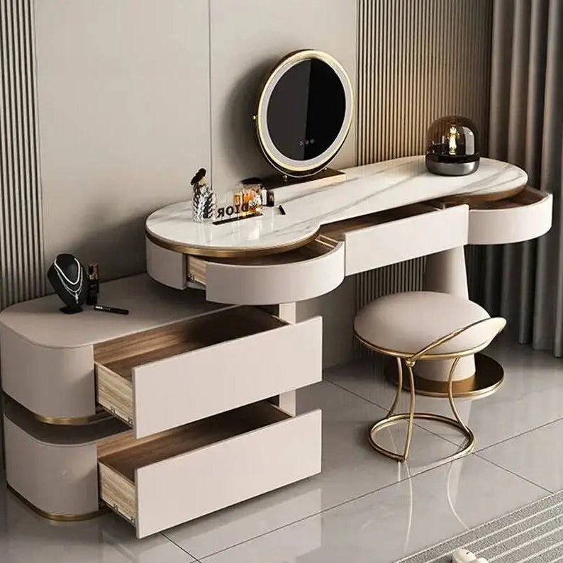 Aesthetic Storage Dresser Luxury Design Led Light Mirror - MOOAZAA