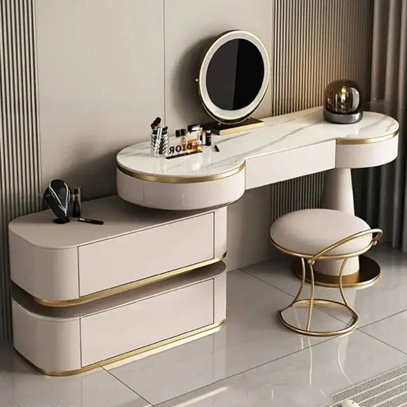Aesthetic Storage Dresser Luxury Design Led Light Mirror - MOOAZAA