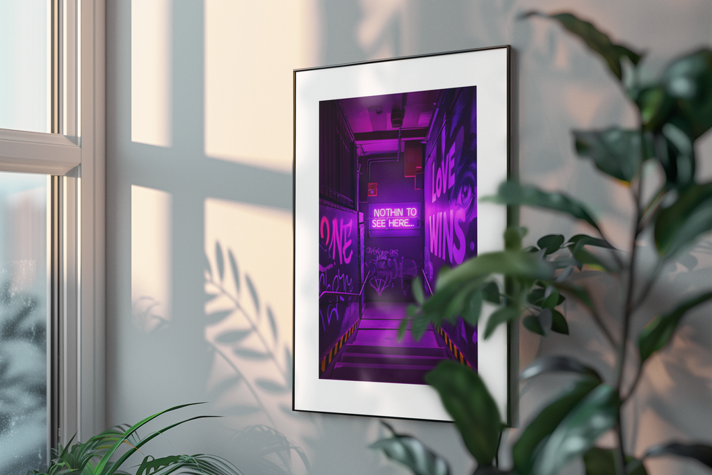 Graffiti Wall Art – Neon Urban Alley Print