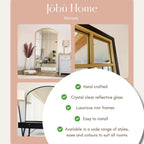 Advertisement for Jobu Home mirrors with images of mirrors in different rooms and listed features.