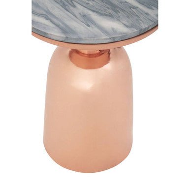 Amira Black Marble Side Table with Copper Iron Base - MOOAZAA