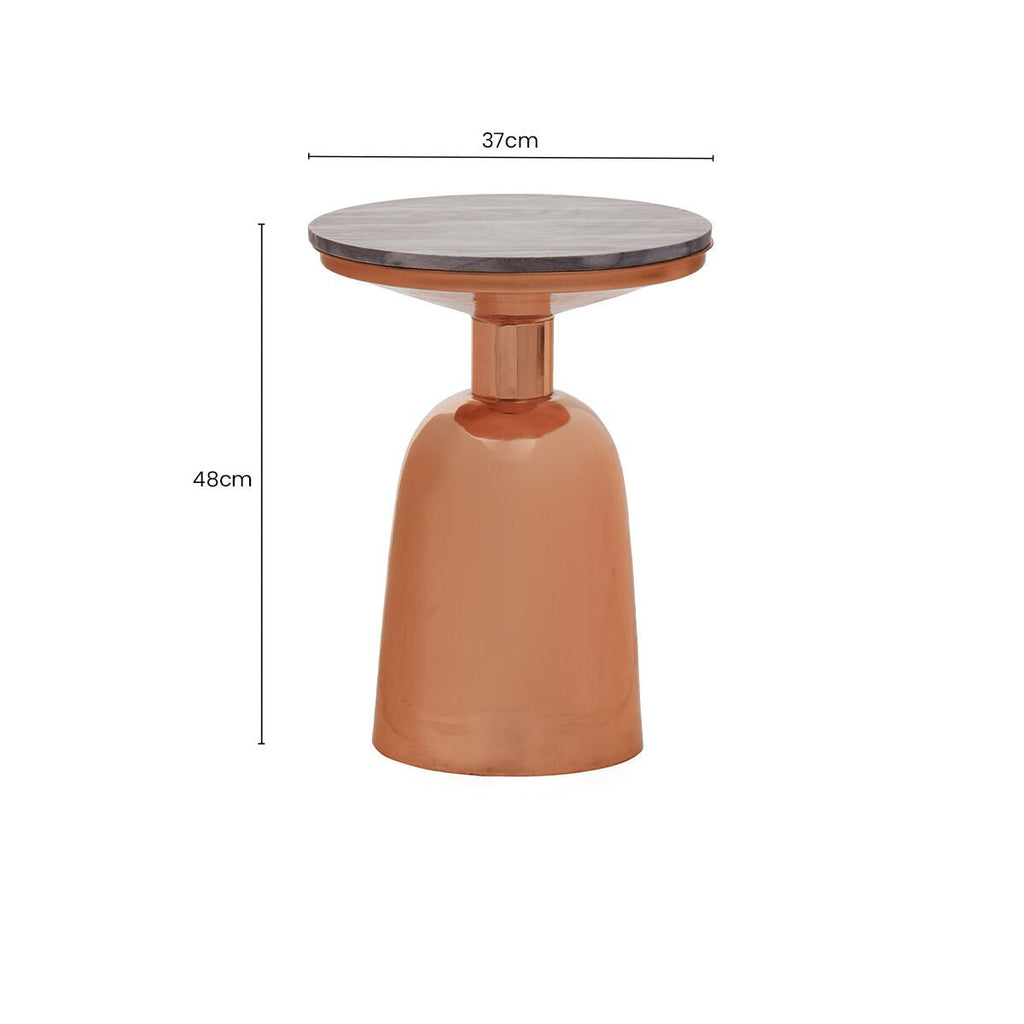 Amira Black Marble Side Table with Copper Iron Base - MOOAZAA