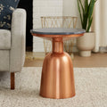 Amira Black Marble Side Table with Copper Iron Base - MOOAZAA