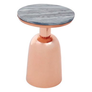 Amira Black Marble Side Table with Copper Iron Base - MOOAZAA