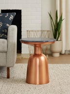 Amira Black Marble Side Table with Copper Iron Base - MOOAZAA