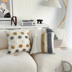 ANTHEA Gray White Tufted Pillow Cover - MOOAZAA 