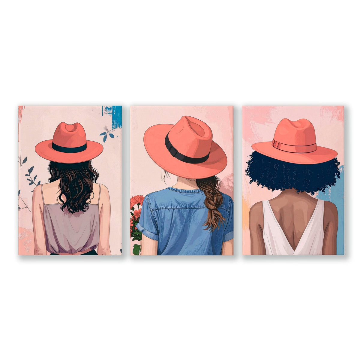Art For Bedroom | Set of 3 Boho Women Wall art Prints