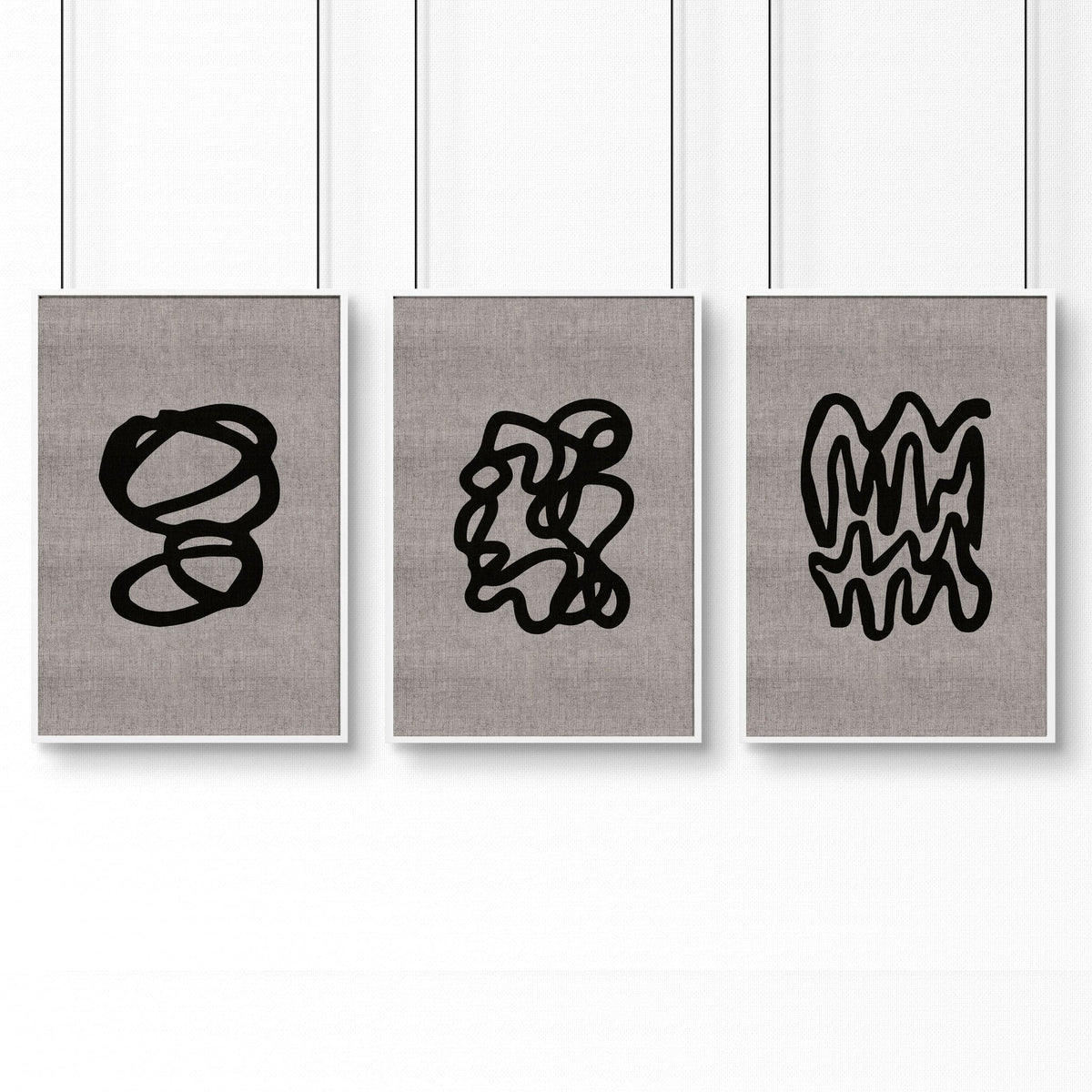 Abstract Art Set of 3 Prints | Neutral Minimalist Wall Art