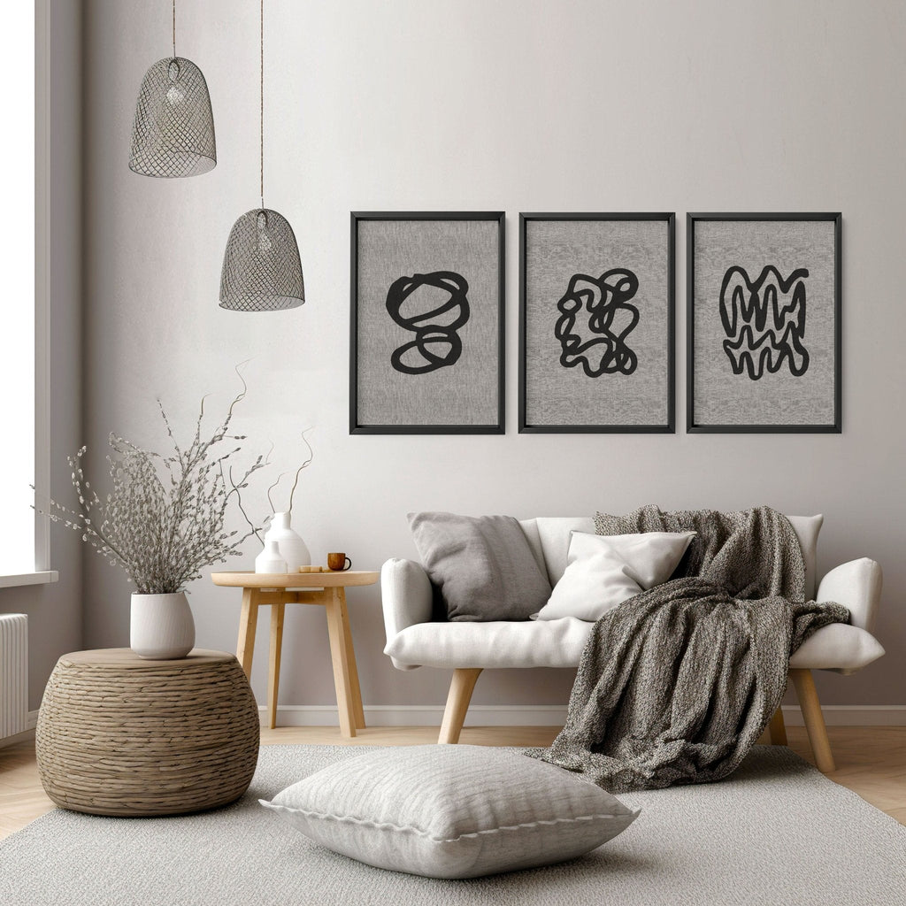 Abstract Art Set of 3 Prints | Neutral Minimalist Wall Art