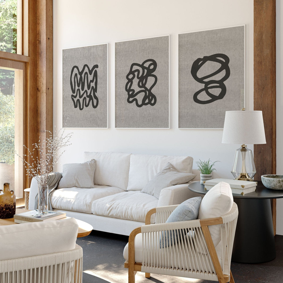 Abstract Art Set of 3 Prints | Neutral Minimalist Wall Art