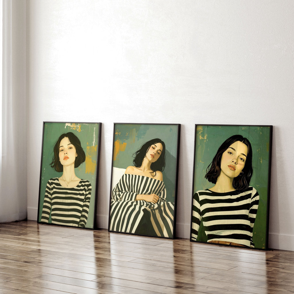 Art Print For Living Room | Set of 3 Boho Women Wall art Prints
