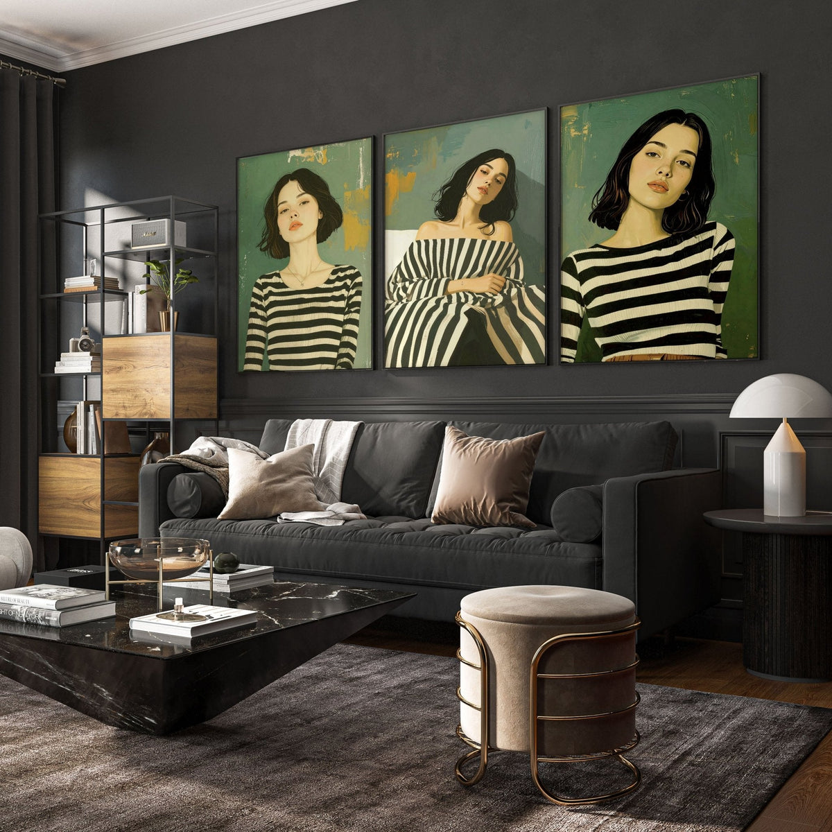 Art Print For Living Room | Set of 3 Boho Women Wall art Prints