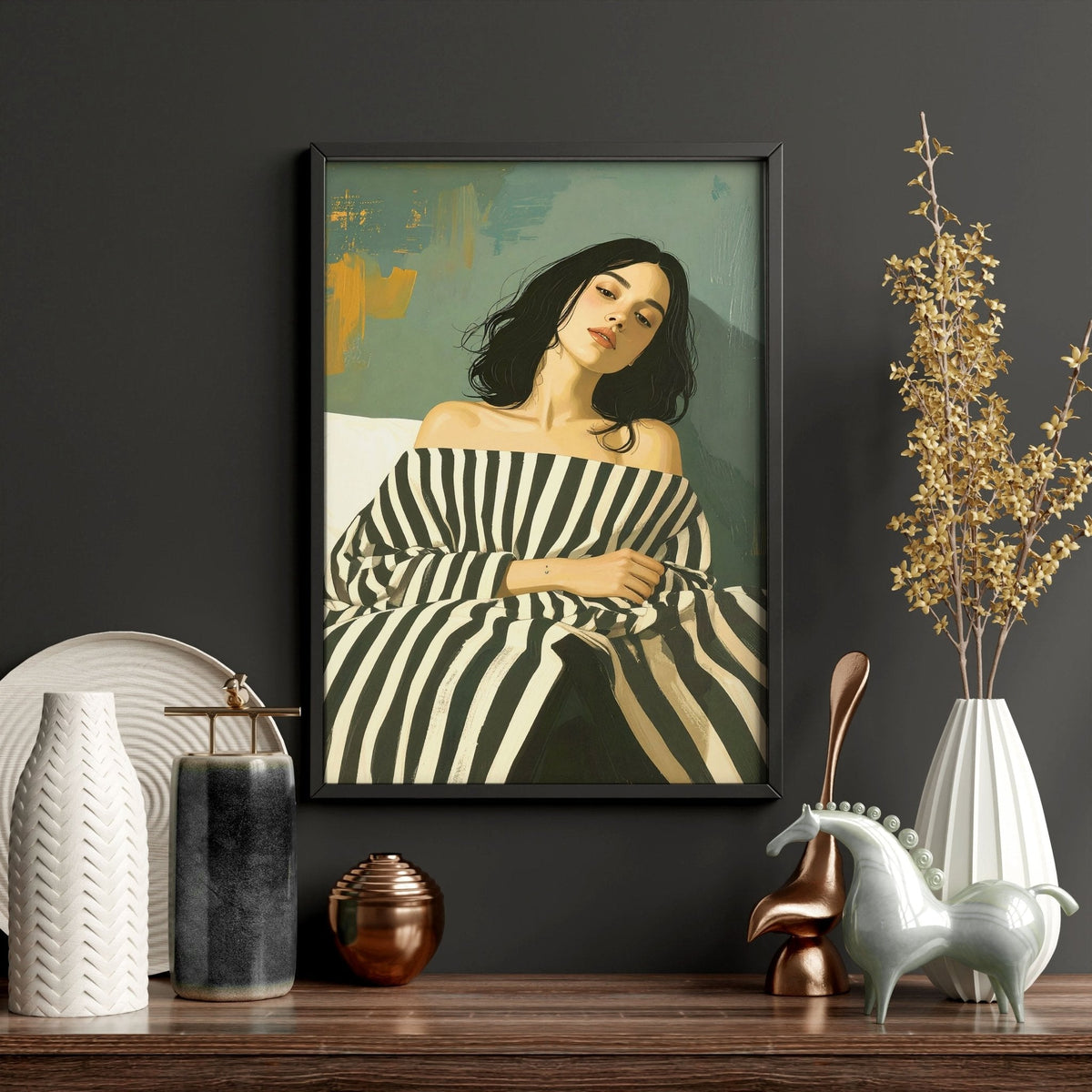 Art Print For Living Room | Set of 3 Boho Women Wall art Prints
