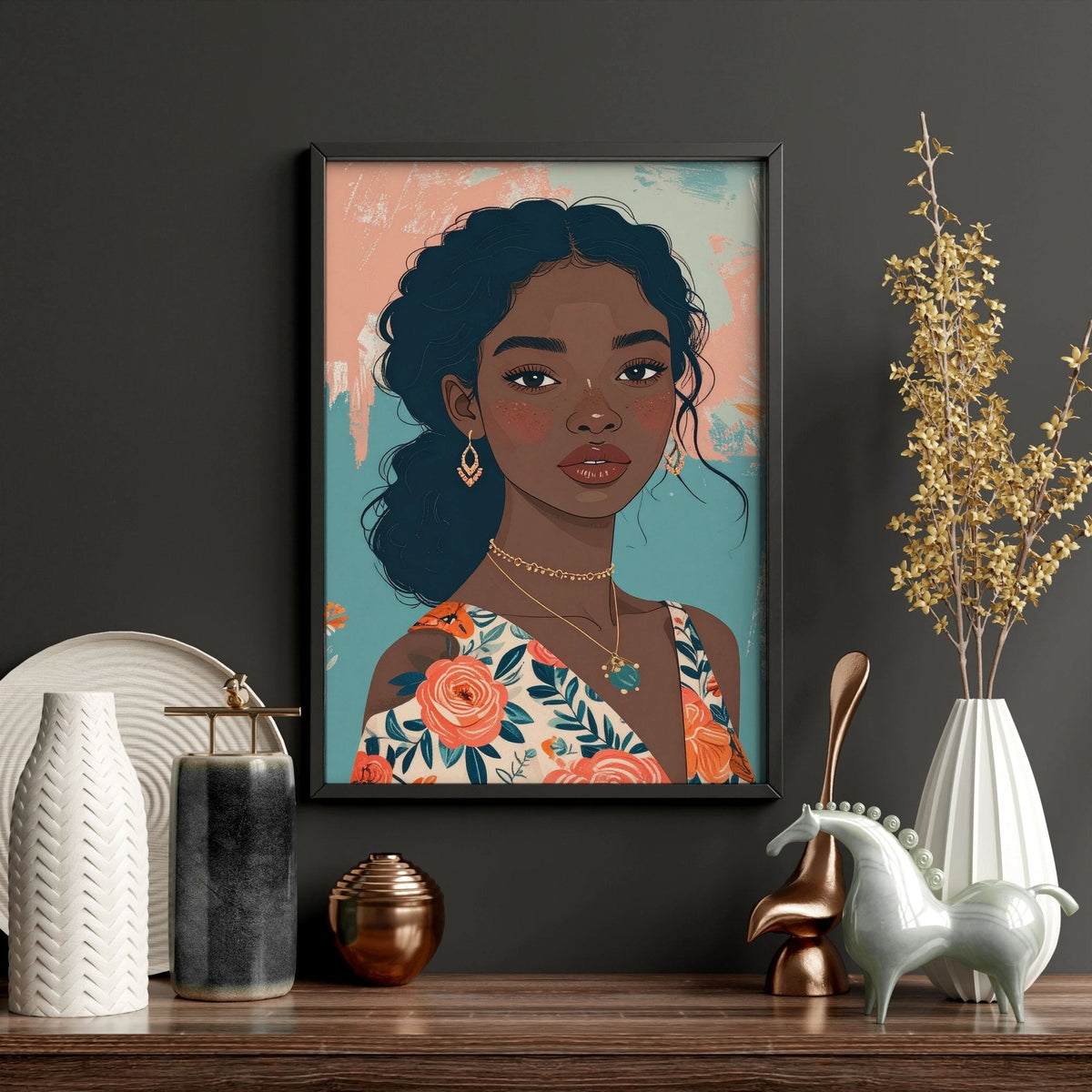 Artwork For Living Room Walls | Set of 3 Boho Women Wall art Prints