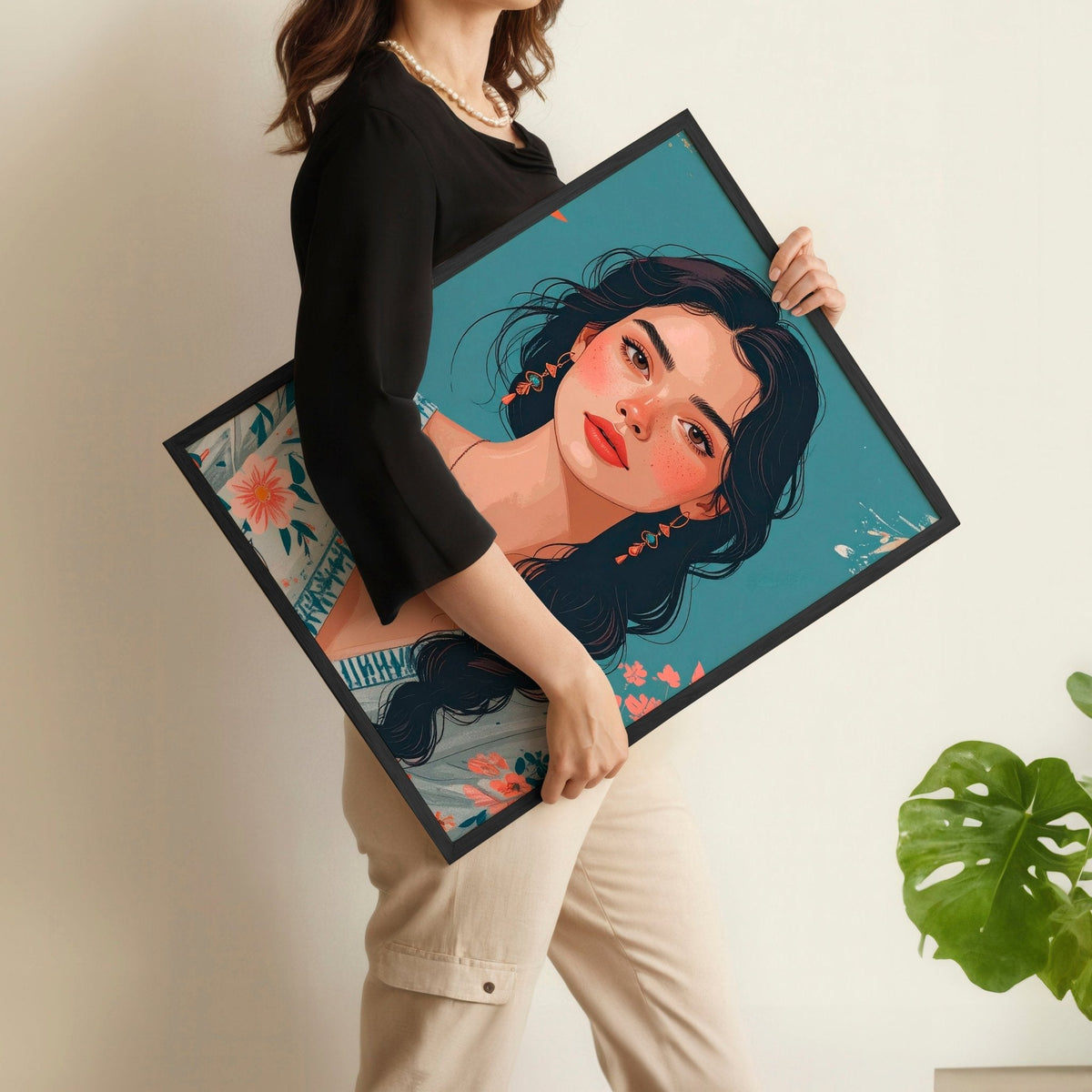 Artwork For Living Room Walls | Set of 3 Boho Women Wall art Prints