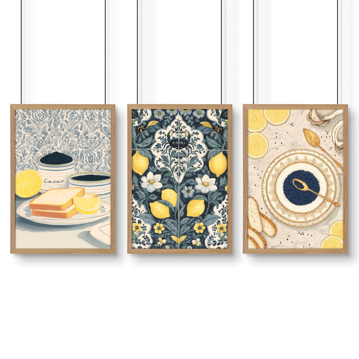 Artwork In Kitchen | Set of 3 Italian Lifestyle Wall art Prints