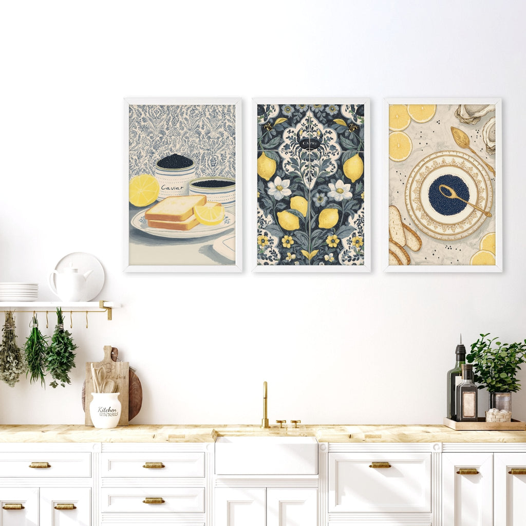 Artwork In Kitchen | Set of 3 Italian Lifestyle Wall art Prints