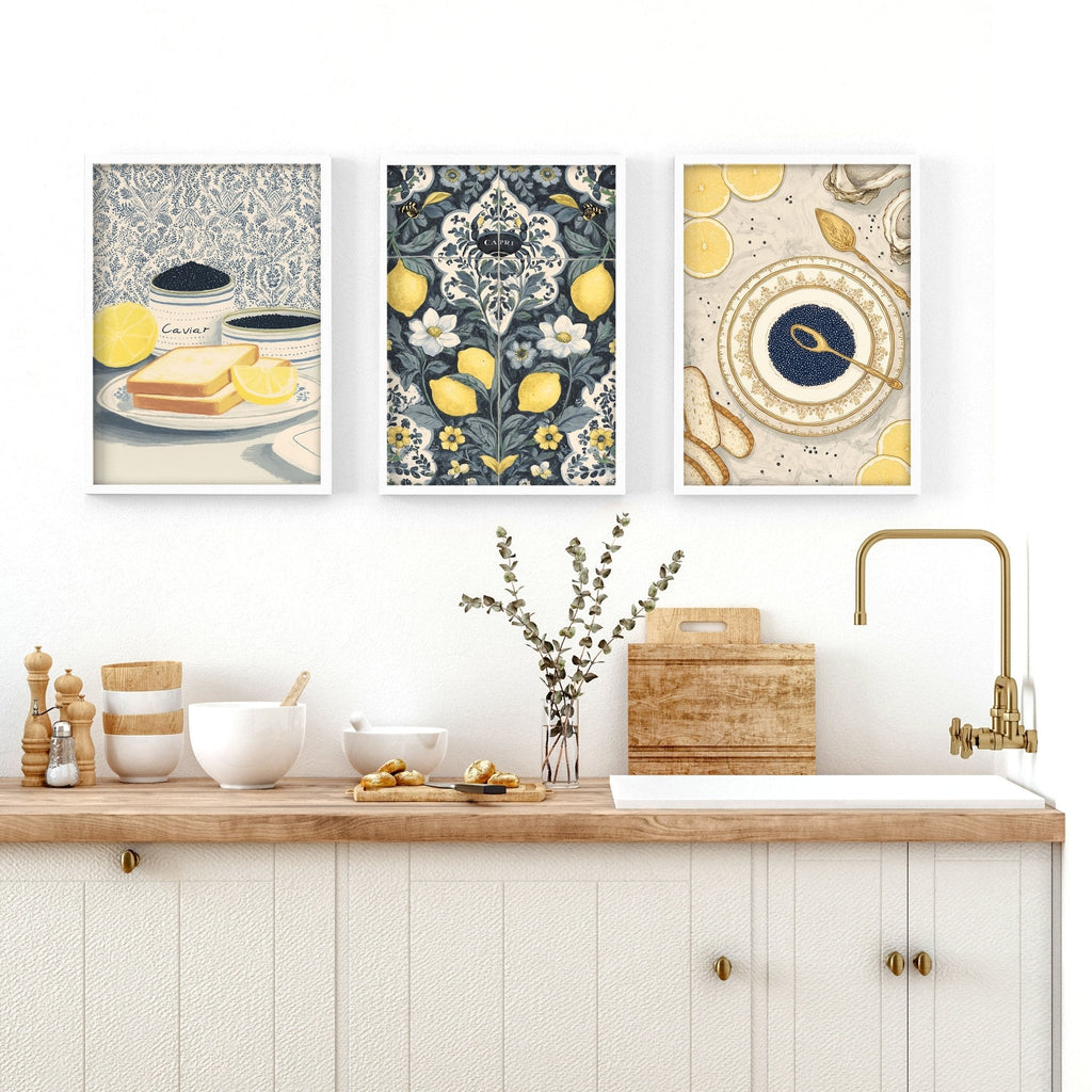 Artwork In Kitchen | Set of 3 Italian Lifestyle Wall art Prints