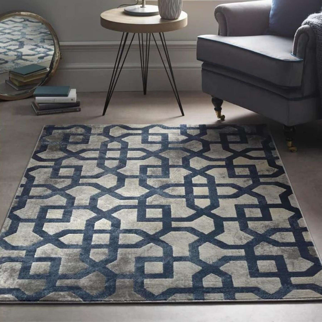 Avanti Navy Moroccan Rug - MOOAZAA