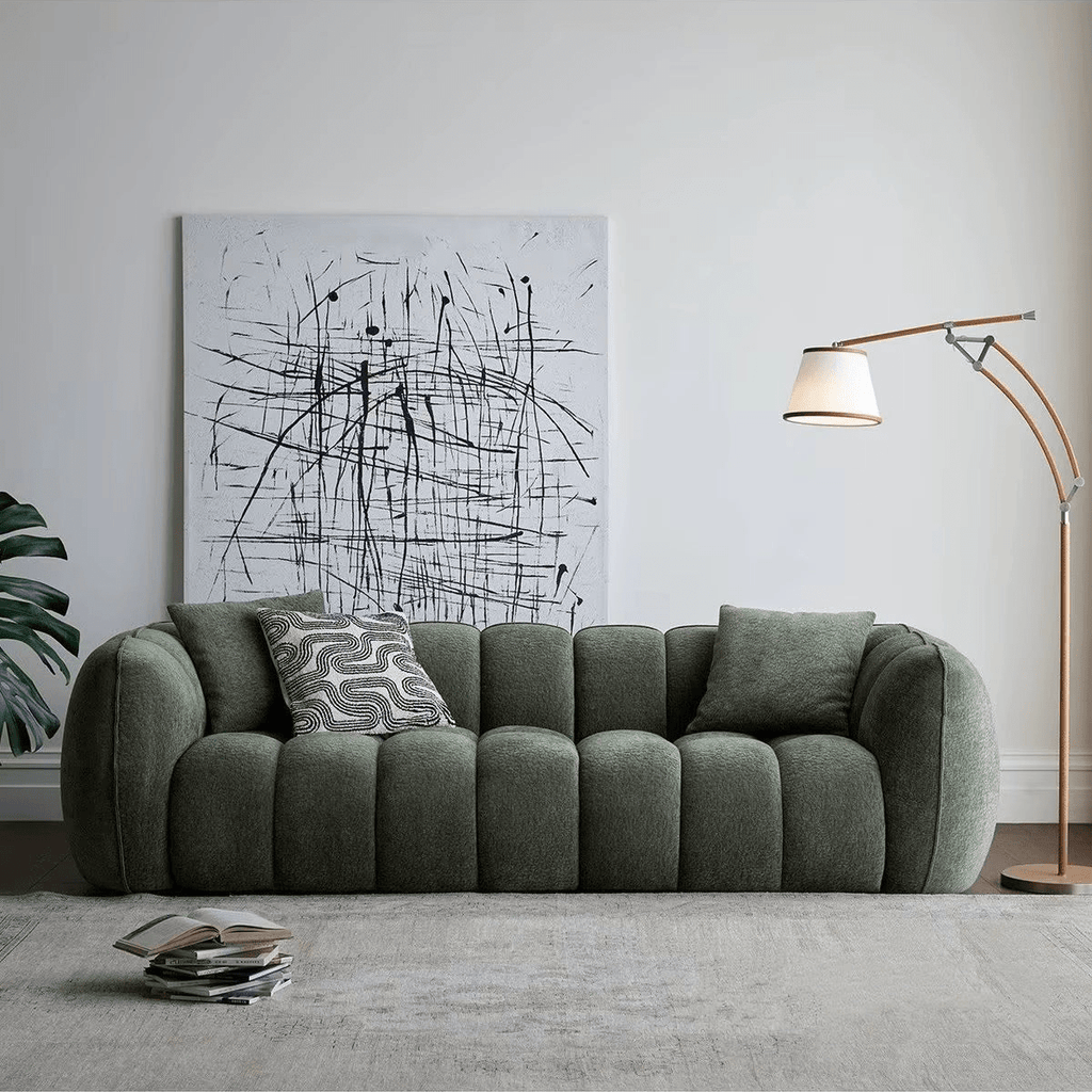 Aylet French Chenille Velvet 3 - Seater Segmented Sofa - MOOAZAA