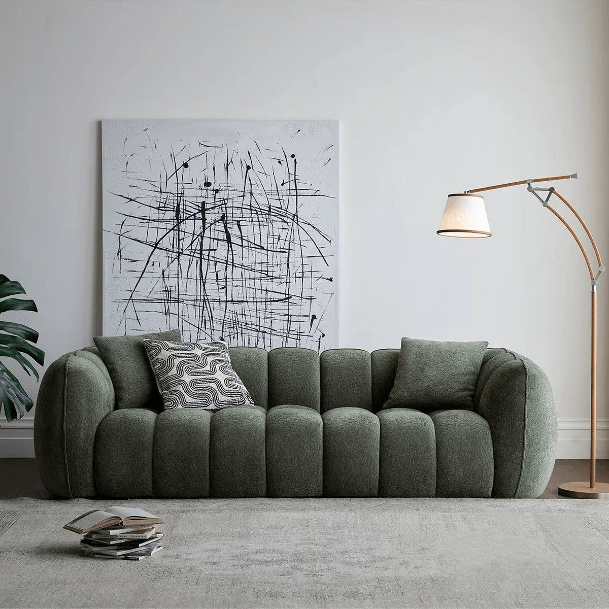 Aylet French Chenille Velvet 3 - Seater Segmented Sofa - MOOAZAA