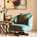 Azure Velvet Swivel Chair | Hale - MOOAZAA