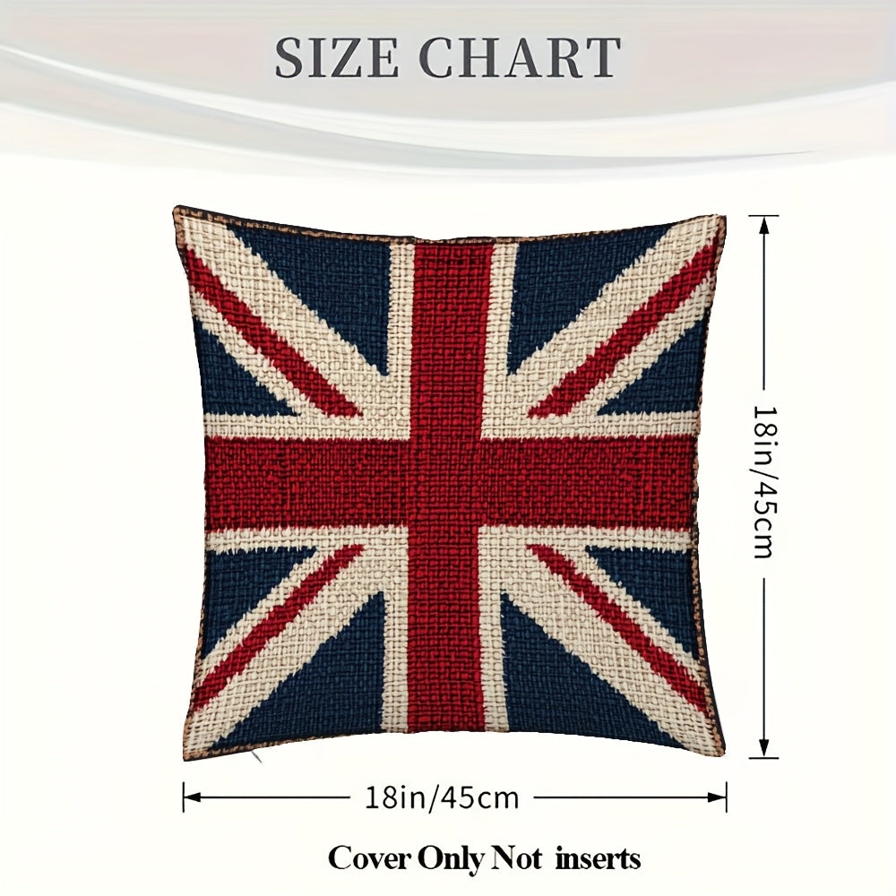 1pc, British Flag & Emblem Double-Sided Plush Pillowcase-45X45cm