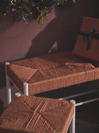Bandar Large Natural Rope White Beechwood Bench with Handwoven Seat - MOOAZAA