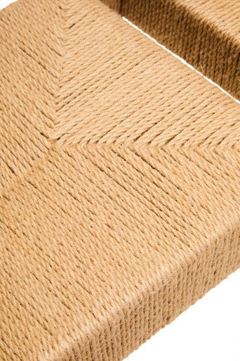 Bandar Large Natural Rope White Beechwood Bench with Handwoven Seat - MOOAZAA