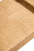 Bandar Large Natural Rope White Beechwood Bench with Handwoven Seat - MOOAZAA