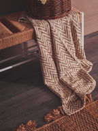 Bandar Large Natural Rope White Beechwood Bench with Handwoven Seat - MOOAZAA